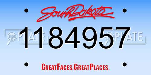 1184957 South Dakota License Plate