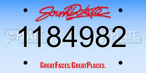 1184982 South Dakota License Plate