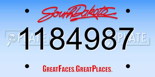 1184987 South Dakota License Plate