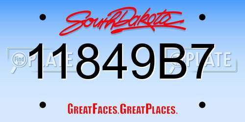 11849B7 South Dakota License Plate