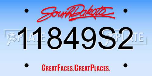 11849S2 South Dakota License Plate