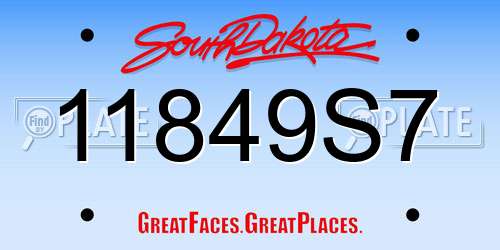11849S7 South Dakota License Plate