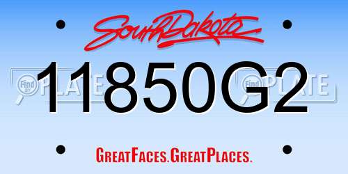 11850G2 South Dakota License Plate