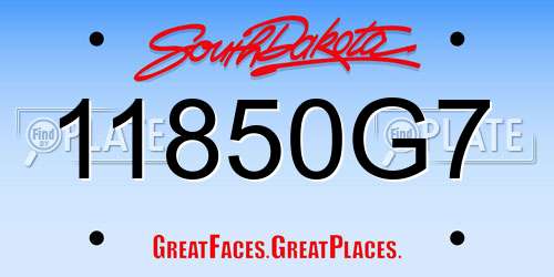 11850G7 South Dakota License Plate
