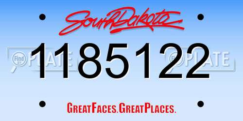 1185122 South Dakota License Plate