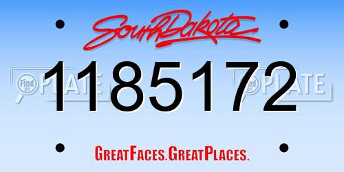 1185172 South Dakota License Plate