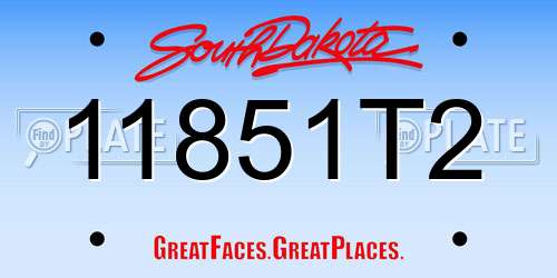 11851T2 South Dakota License Plate