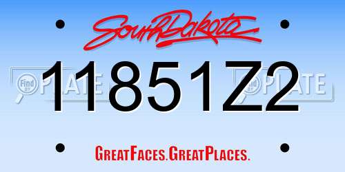 11851Z2 South Dakota License Plate
