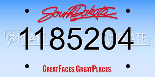1185204 South Dakota License Plate