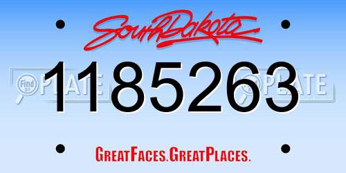 1185263 South Dakota License Plate