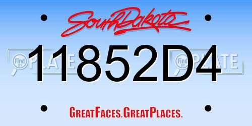 11852D4 South Dakota License Plate