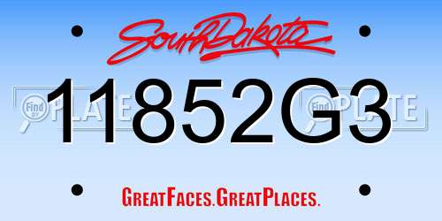 11852G3 South Dakota License Plate
