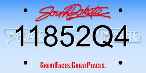 11852Q4 South Dakota License Plate