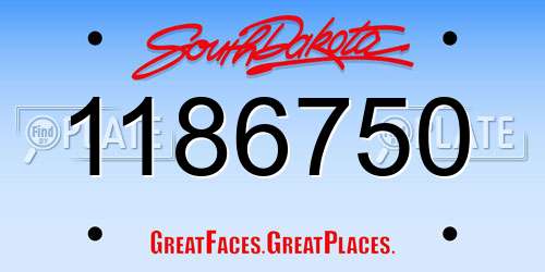 1186750 South Dakota License Plate