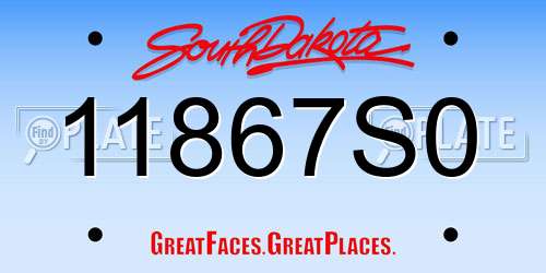 11867S0 South Dakota License Plate