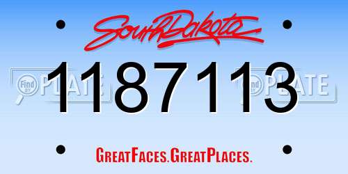 1187113 South Dakota License Plate