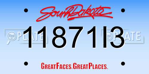 11871I3 South Dakota License Plate