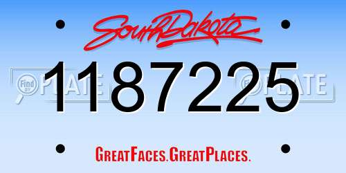 1187225 South Dakota License Plate