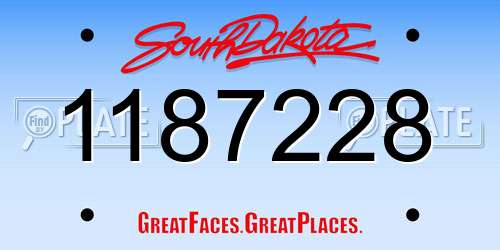 1187228 South Dakota License Plate