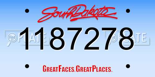 1187278 South Dakota License Plate