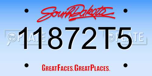 11872T5 South Dakota License Plate