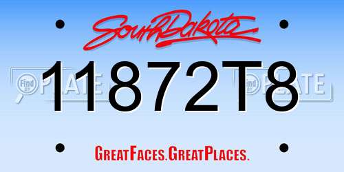 11872T8 South Dakota License Plate