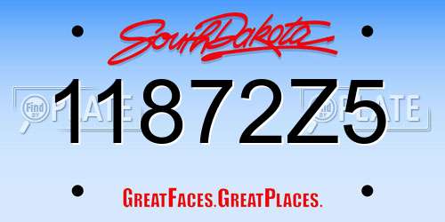 11872Z5 South Dakota License Plate