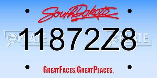 11872Z8 South Dakota License Plate