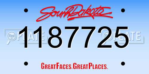 1187725 South Dakota License Plate