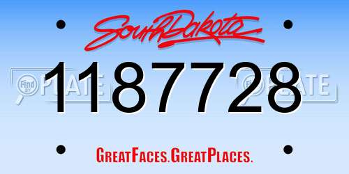 1187728 South Dakota License Plate