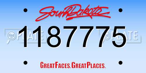 1187775 South Dakota License Plate