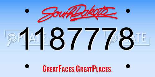 1187778 South Dakota License Plate