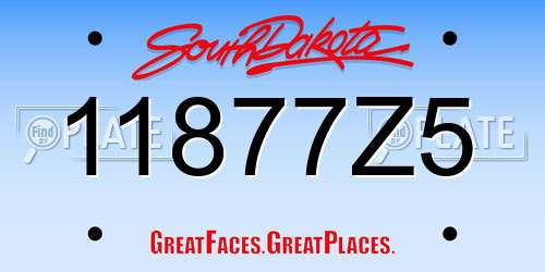 11877Z5 South Dakota License Plate