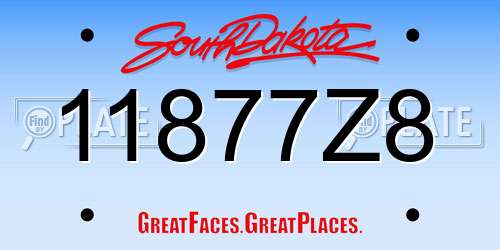 11877Z8 South Dakota License Plate