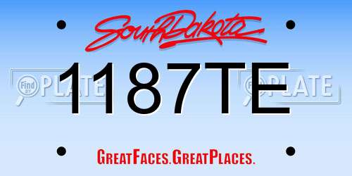 1187TE South Dakota License Plate