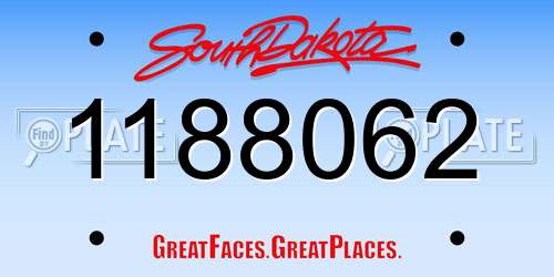 1188062 South Dakota License Plate