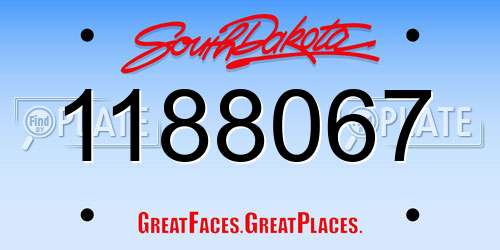 1188067 South Dakota License Plate