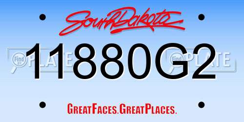 11880G2 South Dakota License Plate