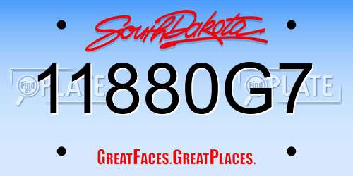 11880G7 South Dakota License Plate