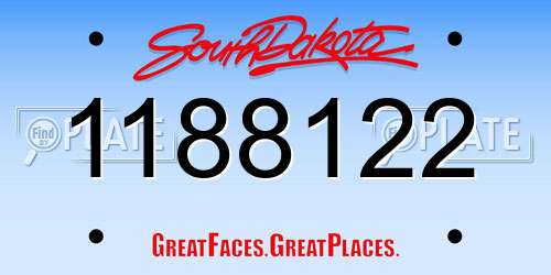 1188122 South Dakota License Plate