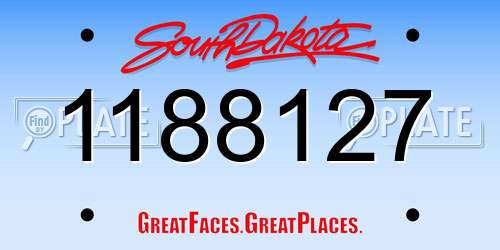1188127 South Dakota License Plate