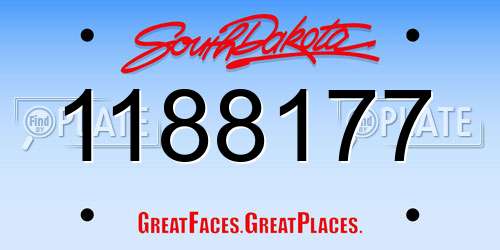1188177 South Dakota License Plate
