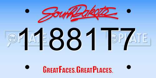 11881T7 South Dakota License Plate
