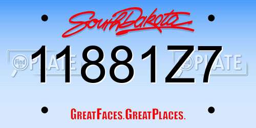 11881Z7 South Dakota License Plate