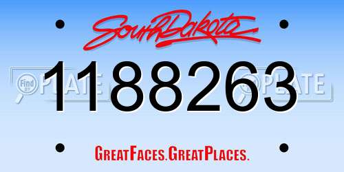 1188263 South Dakota License Plate
