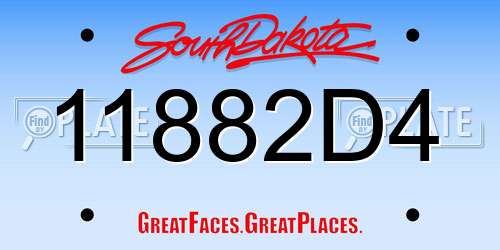 11882D4 South Dakota License Plate