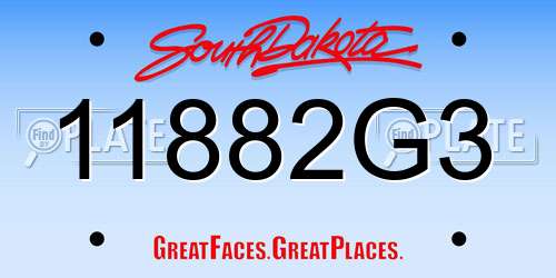 11882G3 South Dakota License Plate