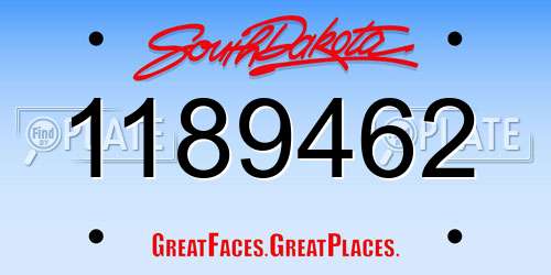 1189462 South Dakota License Plate