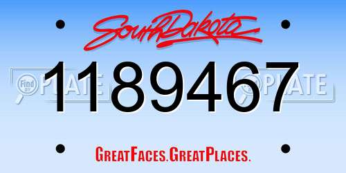 1189467 South Dakota License Plate