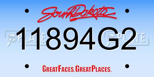 11894G2 South Dakota License Plate